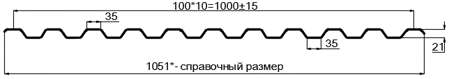 Фото: Профнастил оцинкованный С21 х 1000 (ОЦ-01-БЦ-0.4) в Пушкино