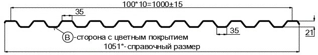 Фото: Профнастил С21 х 1000 - B RETAIL (ПЭ-01-7024-СТ) в Пушкино